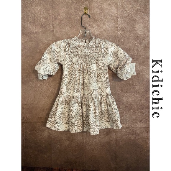 Kidichic Other - Kidichic~Taupe and White~Ruffle Dress w/lace cuffs~Girls size 3~EUC